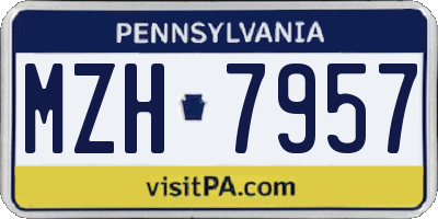 PA license plate MZH7957