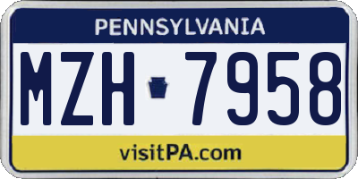 PA license plate MZH7958