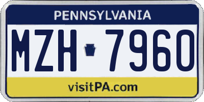 PA license plate MZH7960