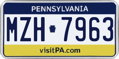 PA license plate MZH7963