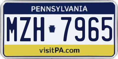 PA license plate MZH7965