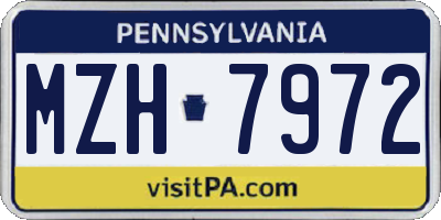 PA license plate MZH7972