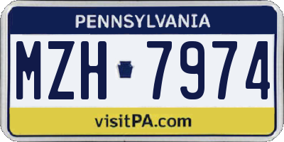 PA license plate MZH7974