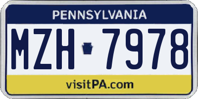 PA license plate MZH7978