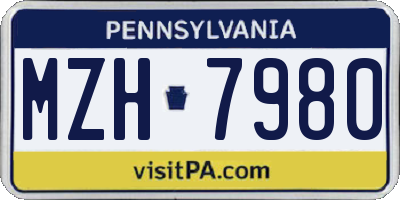 PA license plate MZH7980