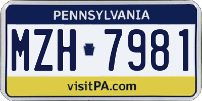 PA license plate MZH7981