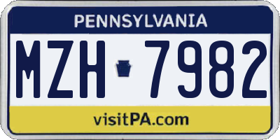 PA license plate MZH7982