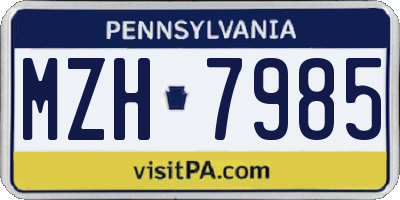 PA license plate MZH7985