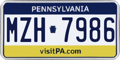 PA license plate MZH7986