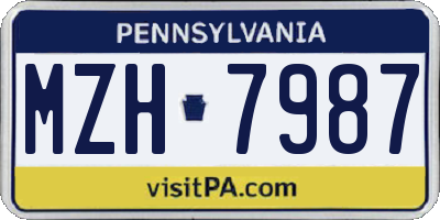 PA license plate MZH7987