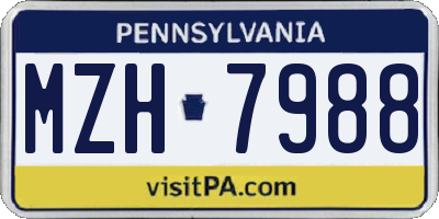 PA license plate MZH7988