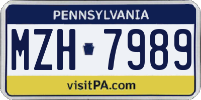 PA license plate MZH7989