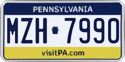 PA license plate MZH7990