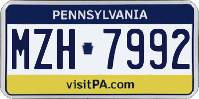 PA license plate MZH7992
