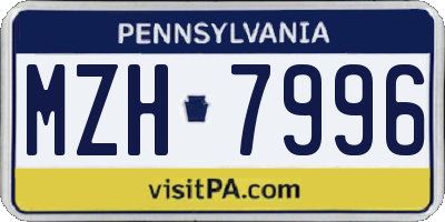 PA license plate MZH7996