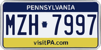 PA license plate MZH7997