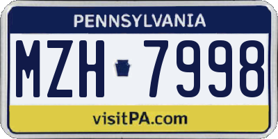 PA license plate MZH7998