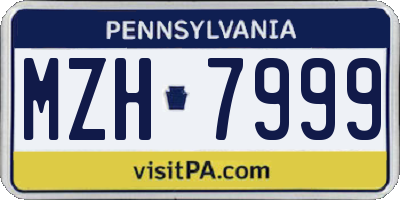 PA license plate MZH7999