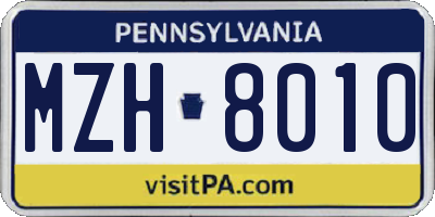 PA license plate MZH8010