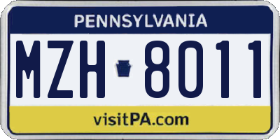 PA license plate MZH8011