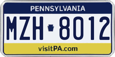 PA license plate MZH8012