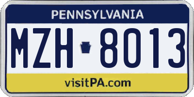 PA license plate MZH8013