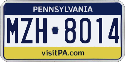 PA license plate MZH8014