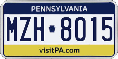PA license plate MZH8015