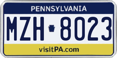 PA license plate MZH8023