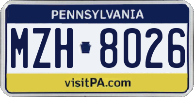 PA license plate MZH8026