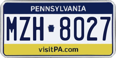 PA license plate MZH8027
