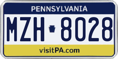 PA license plate MZH8028