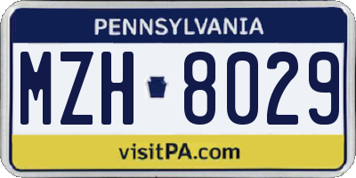 PA license plate MZH8029