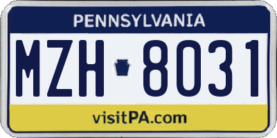 PA license plate MZH8031