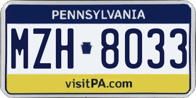 PA license plate MZH8033