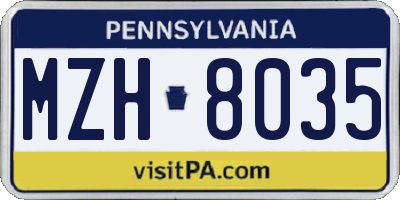 PA license plate MZH8035