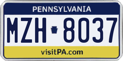 PA license plate MZH8037