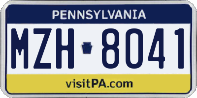 PA license plate MZH8041