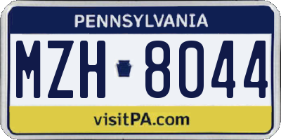 PA license plate MZH8044