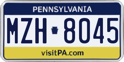 PA license plate MZH8045