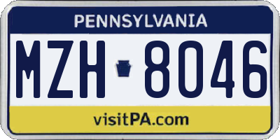 PA license plate MZH8046