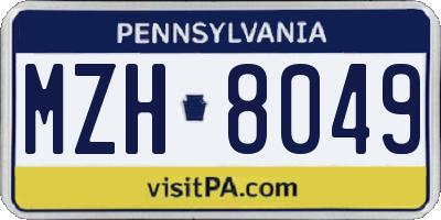 PA license plate MZH8049