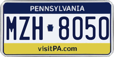 PA license plate MZH8050