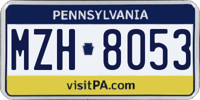 PA license plate MZH8053