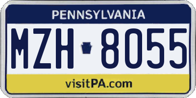PA license plate MZH8055