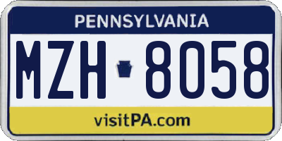 PA license plate MZH8058