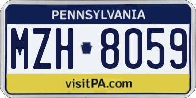 PA license plate MZH8059