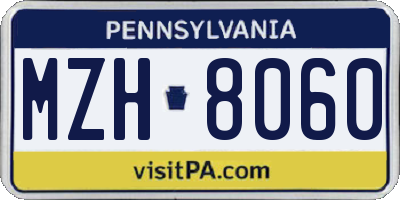 PA license plate MZH8060