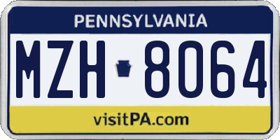 PA license plate MZH8064