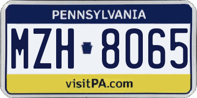 PA license plate MZH8065
